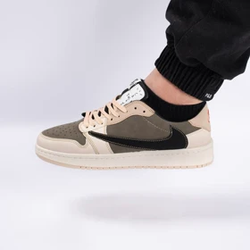 کفش کتانی اسپرت مردانه رنگ کرم مدل نایک NIKE Jordan 1 low