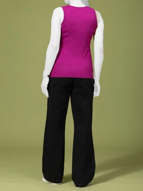 تاپ زنانه تریکو یقه گرد دکمه دار ساده کژوال دلارام