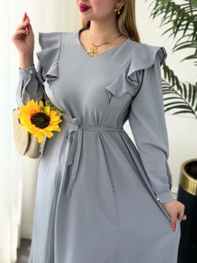 پیراهن روزمره حنانه 0468 (طوسی)
