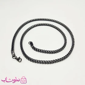 زنجیر مردانه میرو (فرانکو) مشکی استیل 60 سانت 4 میل کد 350