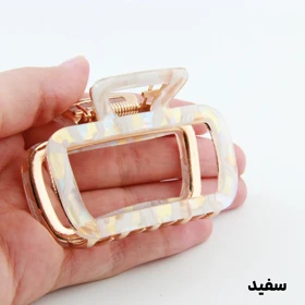 کلیپس دخترانه فلزی مدل مربعی آبرنگی (سفید)
