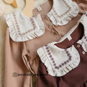 سارافون دخترانه کودک یقه گل‌دار وارداتی 4 تا 8 سال
