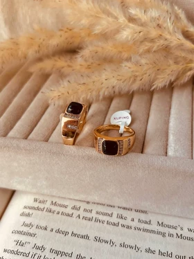 انگشتر زنانه و مردانه نگین مشکی ژوپینگ M86