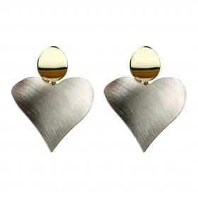 گوشواره قلبی استیل براق