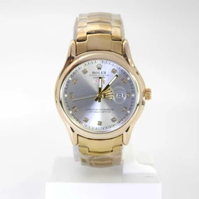 ساعت مچی مردانه رولکس Rolex Day Date 3561 تاریخ دار با ماندگاری رنگ بالا (طلائی صفحه نقره ای)