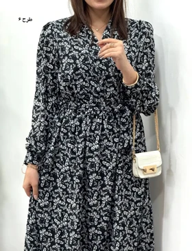 پیراهن بلند حریر آستردار آوا کد 4397