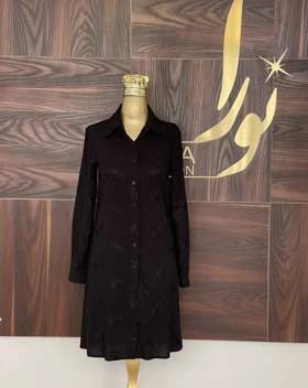 مانتو دینا مشکی (خامه دوزی)