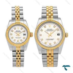 ساعت مچی ست Rolex دورنگ طلایی صفحه سیلور Rolex-7159-S