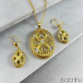 نیم ست طرح طلا دورنگ 10168