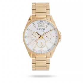 ساعت مچی مردانه لاکسمی بند استیل طلایی کد Laxmi 8189
