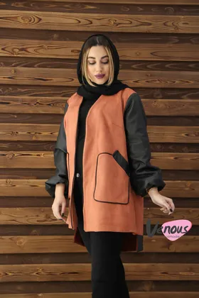 پالتو کتی آستین چرم