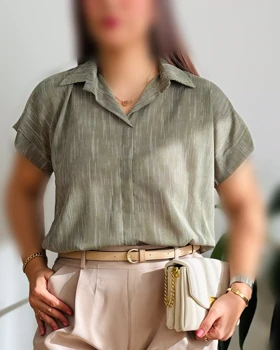 شومیز آستین کوتاه کرپ حریر