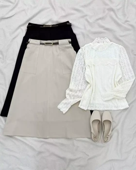 دامن کتان بهمراه کمربند کد 5549