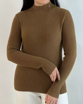 پلیور بافت یقه ایستاده 2 دکمه کد 5384