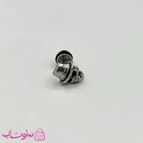 پیرسینگ گوش طرح اسکلت کلاه دار نقره ای