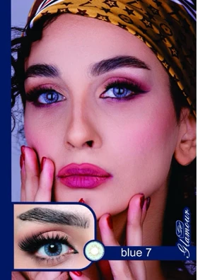 لنز رنگی فصلی گلامور Glamour (Blue 7 (آبی تیره دورمشکی))