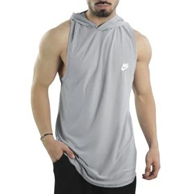 رکابی کلاهدار ورزشی مردانه نایک مدل VHD-Dri Fit-4K1003 طوسی روشن