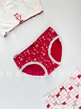 شورت اسلیپ نخ پنبه عروسکی طرح سفید قرمز خرس