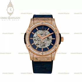 ساعت مچی اوبلو بیگ بنگ اسکلتون قاب نگین‌دار Hublot Big Bang