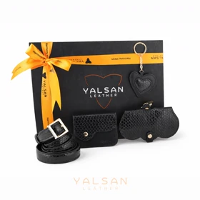 ست مینی لاکچری زنانه چرم یلسان مدل دیلا کد 166-DLN-ATS-MDS-MRV (مشکی)