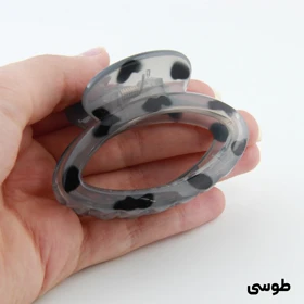کلیپس دخترانه مدل بیضی کوچک خال‌خالی (طوسی)