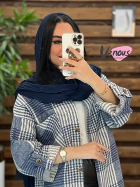 پالتو چهارخونه پشت دکمه