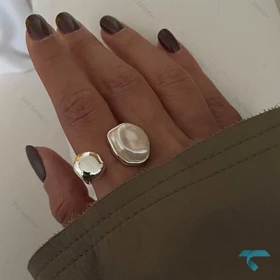 انگشتر نگین صدف طلایی و نقره ایی Ring-8659-L