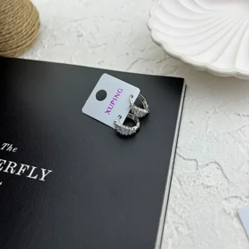 گوشواره زنانه حلقه‌ای طرح جواهری ژوپینگ مدل تنیسی