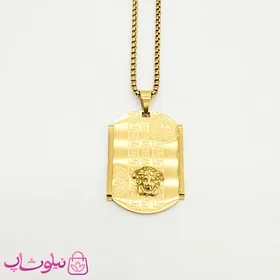 گردنبند پسرانه ورساچه برجسته استیل طلایی