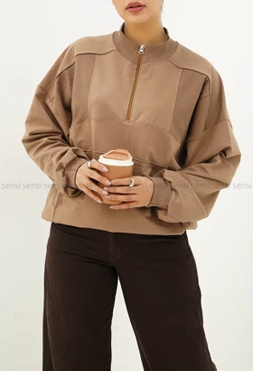 دورس نیم زیپ یقه کبریتی کد1004529