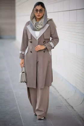 مانتو ژیله دار بلند ترکیبی