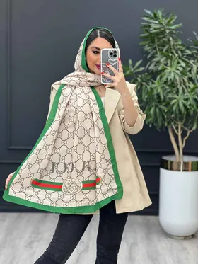 شال طرح گوچی کرم - سبز