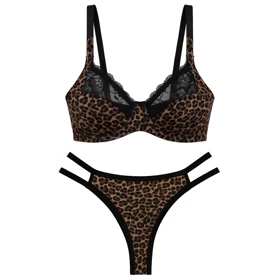 ست شورت و سوتین زنانه کارنا رز مدل فنردار پلنگی کد 5547