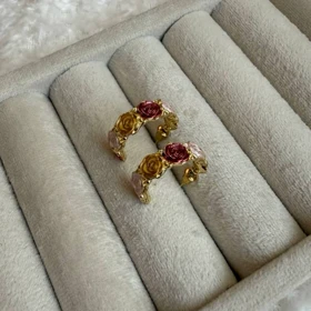 گوشواره مینا کاری گل