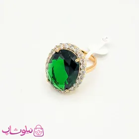 انگشتر زنانه ژوپینگ با نگین سبز درشت