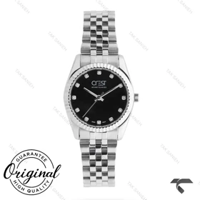 ساعت کرست زنانه 6339-1 نقره ای صفحه مشکی Crest-11166-L