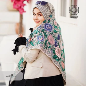 روسری ابریشم توییل گوشی - اقتصادی (کرم گلبهی)