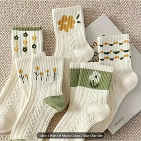 پک 5تایی جوراب مینیمال گل‌دار