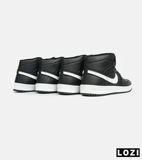 کتانی ساق‌دار زنانه و مردانه مشکی سفید Nike air jordan 1 مدل 6619