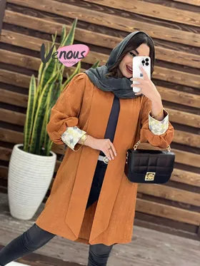 مانتو کتیبه آستین ژاکارد