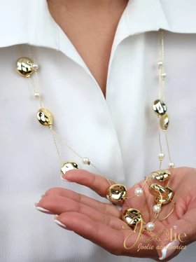 گردنبند رومانتویی دولاین مدل دفرم مروارید کد N3152