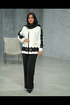 کت ژاکارد گیپور و گل