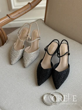 کفش بند تنظیم دار نگینی پاشنه 8 سانت