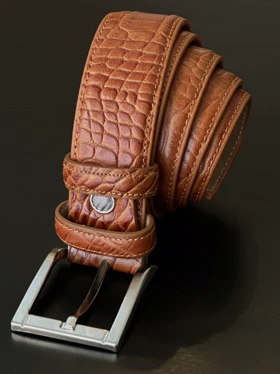 کمربند عسلی چرم طبیعی کدb136