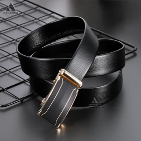 کمربند مردانه ریلی Leather Ratchet Belt BL108 (طلایی)