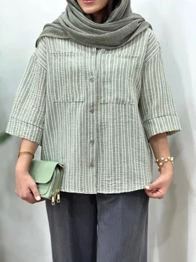 تونیک مانتویی لینن پنبه نیلو