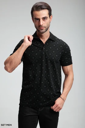 تیشرت یقه دارطرح دار