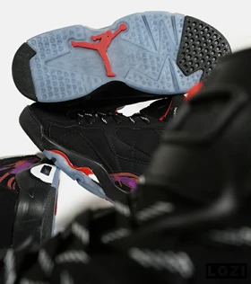 کفش کتانی ساق‌دار مردانه مشکی قرمز بنفش Nike air jordan 5 v02