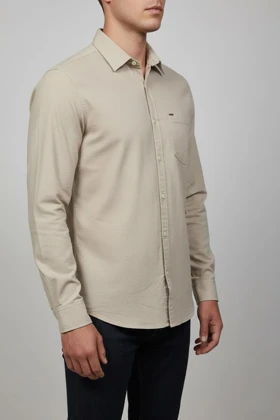 پیراهن مردانه کرم آستین بلند نخ پنبه 513