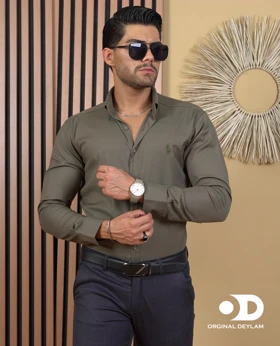 پیراهن سبز زیتونی پولو شانلی کش مردانه